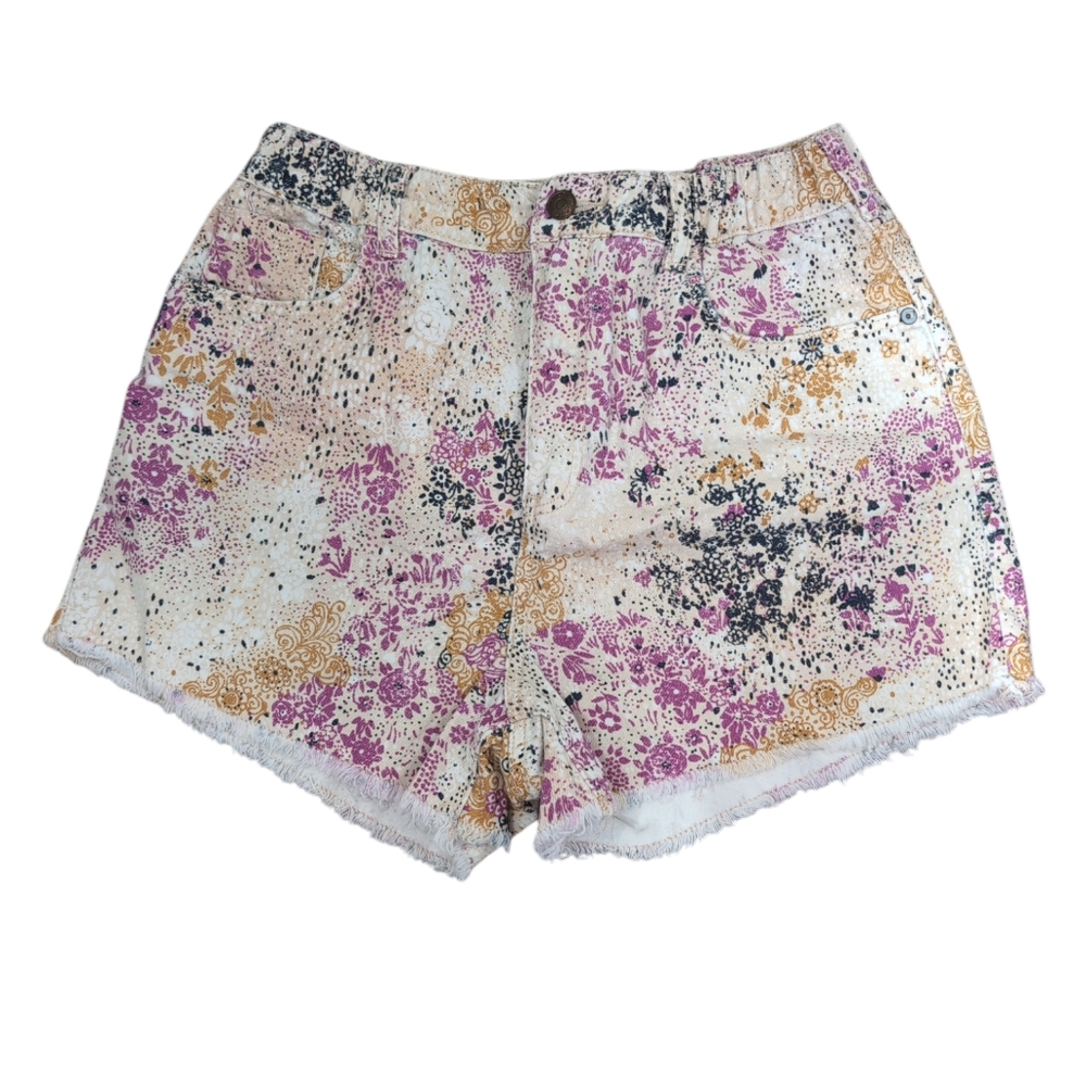 Pilceo Anthropology shorts floral, paint splatter, women's small